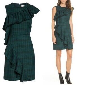 CHELSEA28 Plaid Ruffle Sleeveless Sheath Dress NWT